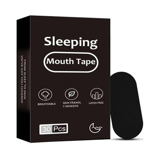 Mouth Tape for Better Sleep box with 30 breathable, latex-free patches designed to reduce snoring and promote nasal breathing.