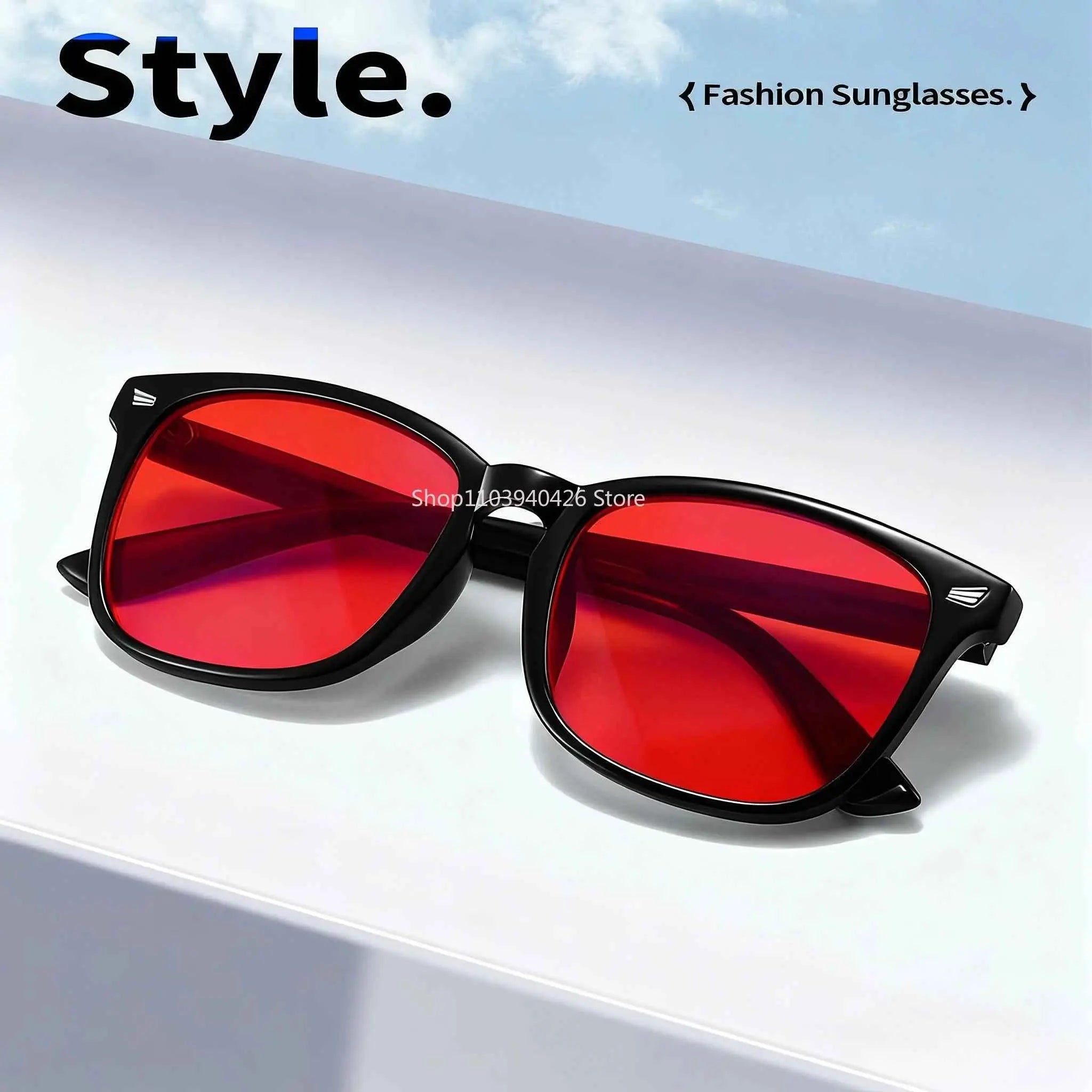 Stylish red lens blue light blocking glasses with black frame, combining fashion and function for better sleep and eye protection.